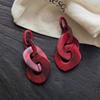 Exaggerated Acrylic Irregular Chain Pendant Earrings For Women Personality Red Large Circle Spliced Earrings
