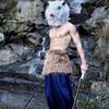 Anime Kimetsu No Yaiba Hashibira Inosuke Cosplay Kostüm Paket mit Hose, Kostüm, Demon Slayer Hose und Schürzenmasken
