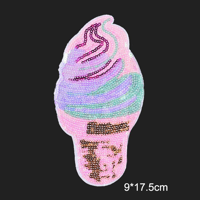 2 szt. naszywki z cekinami i haftem lodów, aplikacje do dekoracji odzieży, akcesoria