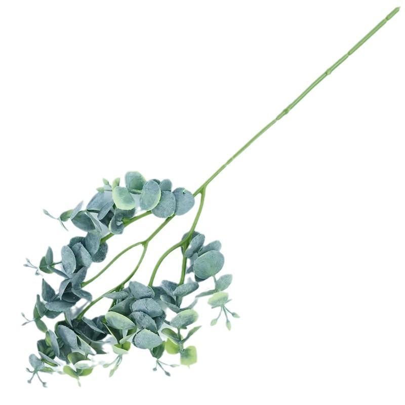 Single 3 Prong Pointed Eucalyptus Leaf Home Interior Decoration Flower Arrangement Simulation Plastic Wedding Money