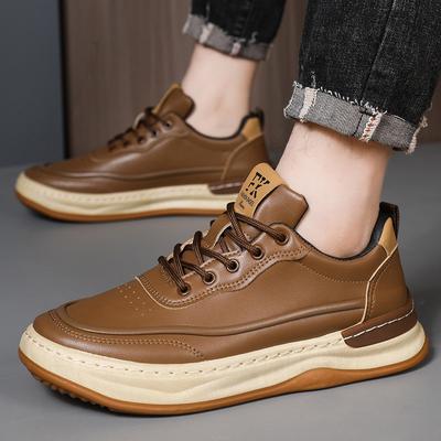 Neue Frühjahr Herren Lederschuhe Sport Casual Atmungsaktive Herren Boardschuhe Low-Top Weiches Leder Weiche Sohle Einzelne Herrenschuhe
