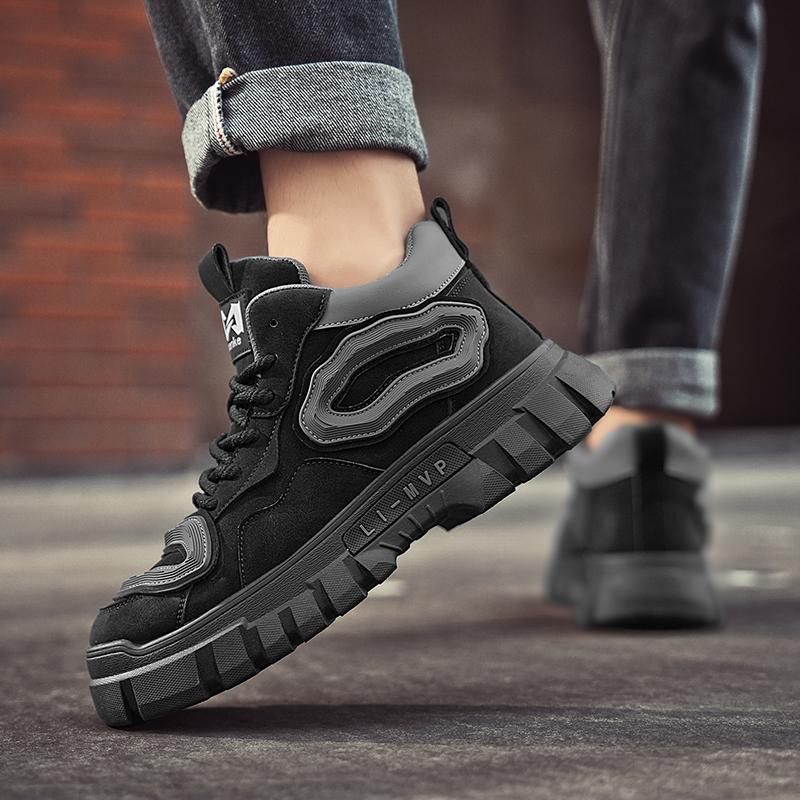 New Fashion Autumn And Winter Men's High Top Martin Boots Students Male Boys Trending Soft Sole Work Shoes Labor Protection Martin Sneakers