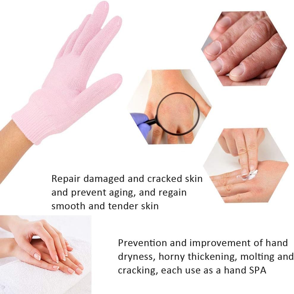 COSLUXE 1 Pair of Spa Gloves, Gel Gloves, Moisturising Hand Mask for Dry Hands, Hand Peel Mask, Spa Gloves, Moisturising Gloves for Women Girls
