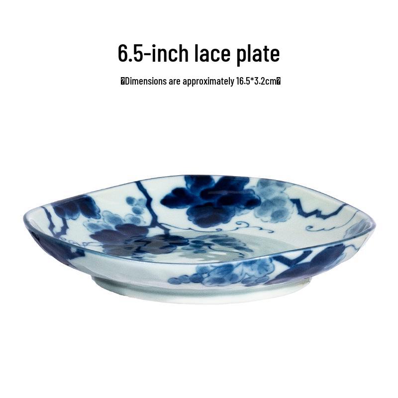 Indigo-Dyed Mino Ware Ceramic Grape Bowl & Plate Set