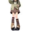 Harajuku Pink Brown Star Leg Warmers Knitted Keep Warm Japanese JK Leg Socks Gothic Y2K Stockings Gift
