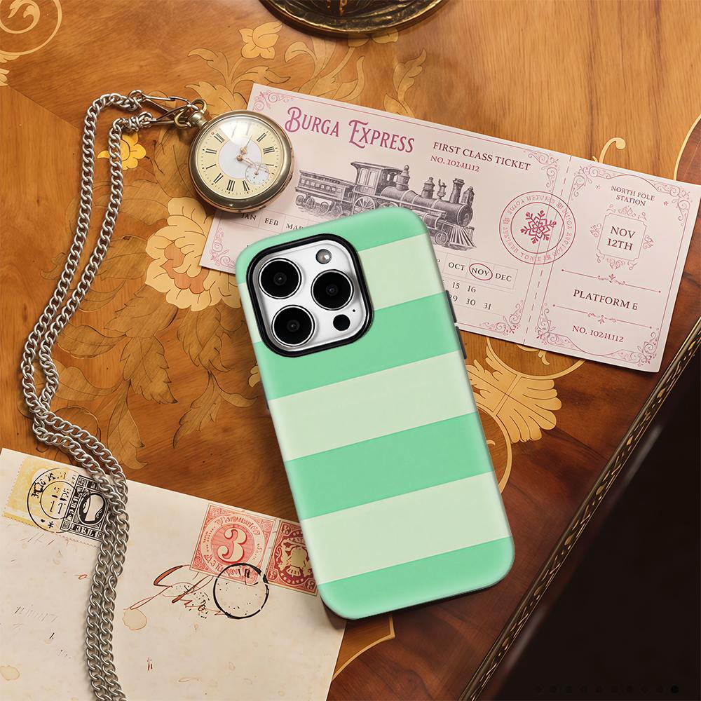 Green Lime Stripe Energy Phone Case for IPhone 16 15 14 13 12 11 X XS XR XSMAX 7 8 Pro Max Plus Double-layer Back Cover