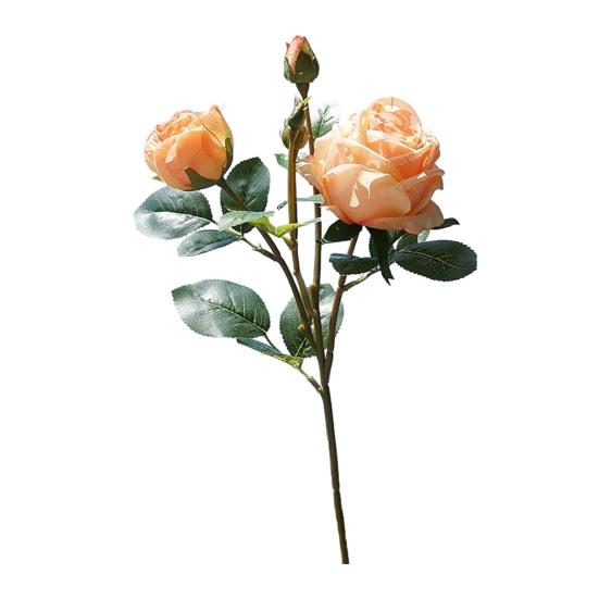 Artificial Rose with Stem Green Leaves Realistic Fake Flower Wedding Party Home Office Table Centerpiece Faux Floral Branch Decoration