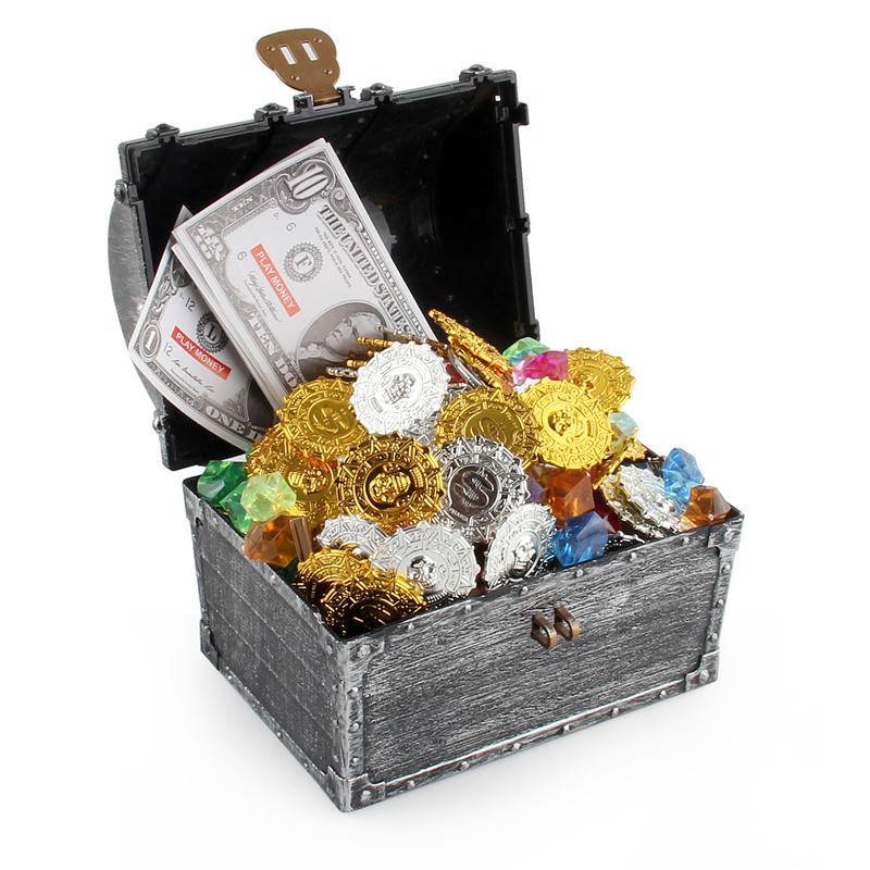 Captain Pirate Treasure Chest Child Treasure Chest Toy Gold Coins Treasure Hunt Game Money Banking Toys Kids Pretend Play