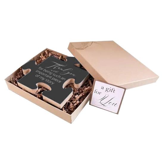 Dřevěná puzzle dekorace stolní puzzle ve tvaru ozdoby suvenýr dárek na rozloučenou a projev vděčnosti pro kolegy přátele