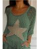 Elegant European & American Style Five-Star Round Neck Sweater with Three-Quarter Sleeves for Women