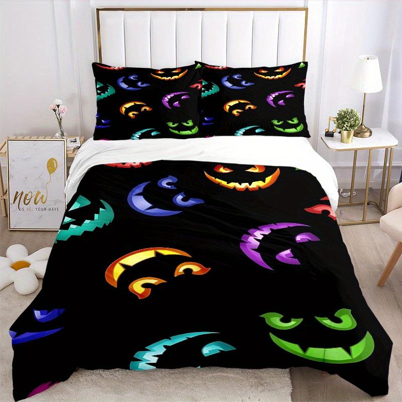 3pcs Halloween Pumpkins Bedding Set, Breathable and Soft, Suitable for All Seasons, Ideal for Home Use, Suitable for Bedroom Decor 21162