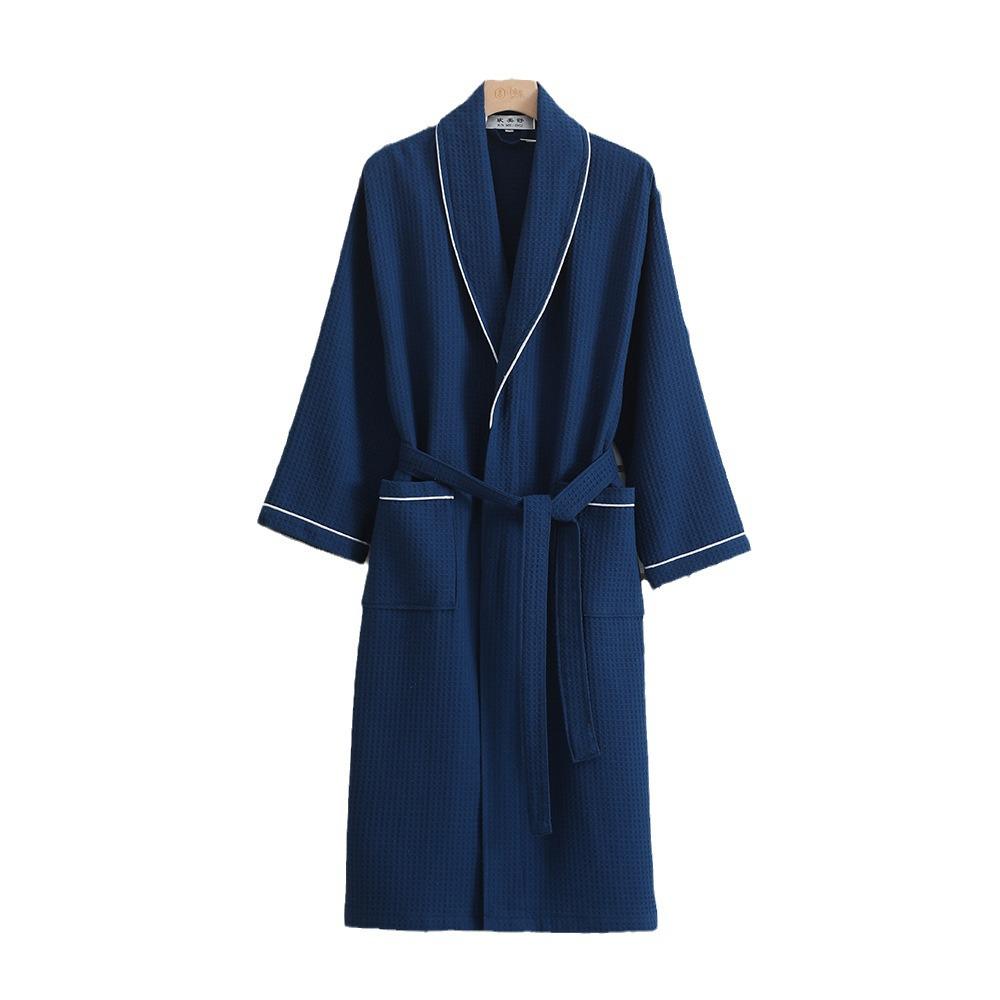 Unisex Waffel-Baumwollbademantel für Frühling/Sommer - Leichtgewichtiger Yukata-Stil für Männer und Frauen.