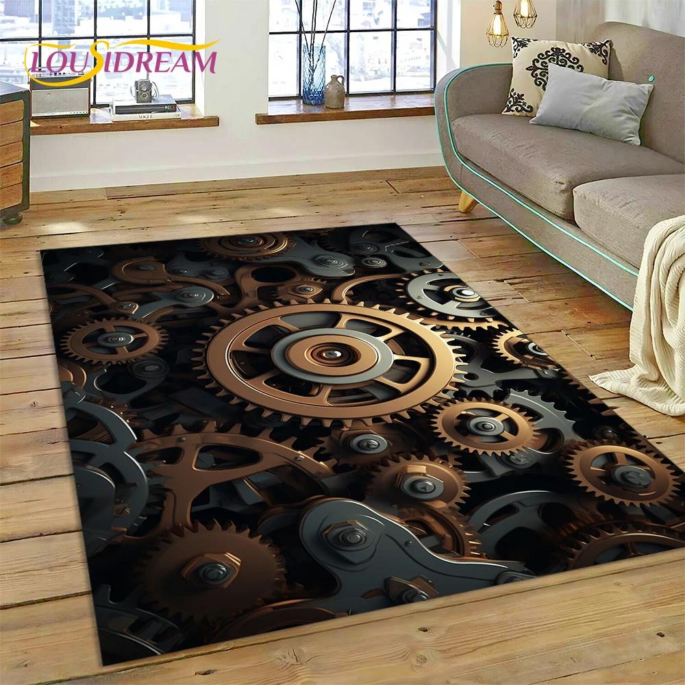 3D Mechanical Cogs Gears Steampunk Rug Carpet for Living Room Bedroom Decor,floor Mat Non-slip Decoration for Sofa Doormat Gifts