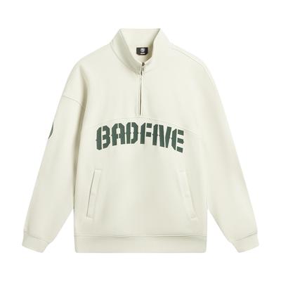 Li Ning Badfive 3D Stand Collar Letter Logo Embroidered Sweatshirt Men Sweatshirt AWDW033-1