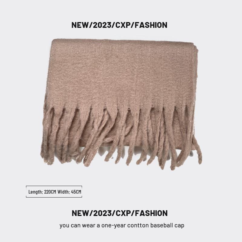 

«Новый белый толстый шарф в корейском стиле для девочек 2024 года — универсальная зимняя шаль и утеплитель для шеи» 230cm*38cm