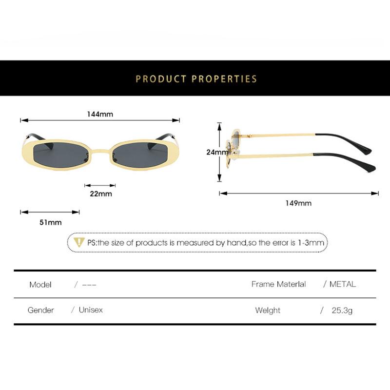 New Metal Punk Small Frame Oval Sunglasses Women For Men Vintage Luxury Brand Designer Outdoor Driving Popular Sun Glasses Uv400