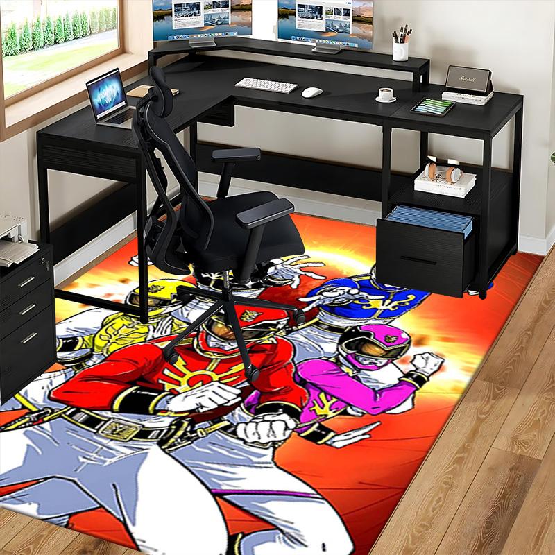 1 Stück Power Rangers Roter Ranger Stuhlmatte - Anime Cartoon Design, Rutschfeste Teppichmatte für Büro, Heimdekoration, Wohnzimmer, Schlafzimmer, Spielzimmer - Perfektes Geschenk
