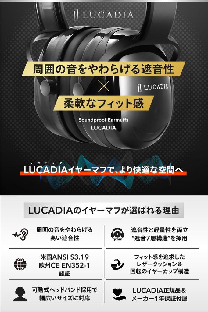 Risura Lucadia One Size Fits Noise Headphones Earmuffs, Soundproofing, Unisex, All, Reduction, (Black)