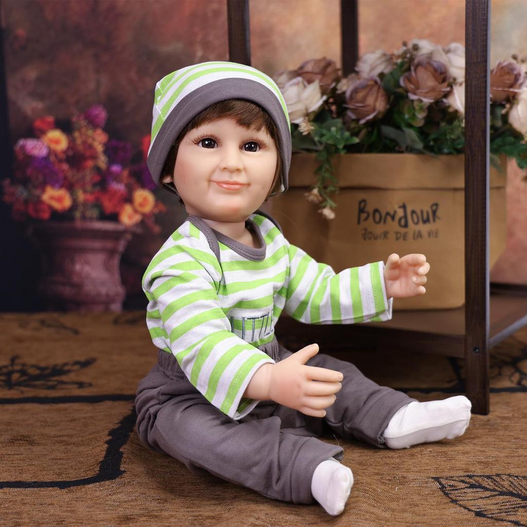 KEIUMI 22 Inch Reborn Baby Doll Full Silicone Vinyl Realistic Skin Newborn Boy Toy Children Birthday Gift