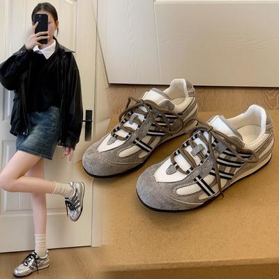 4CM Heightening Mesh Breathable German Training Shoes Women's 2025 New Summer Versatile Casual Sports Board Shoes Soft-soled Single Shoes