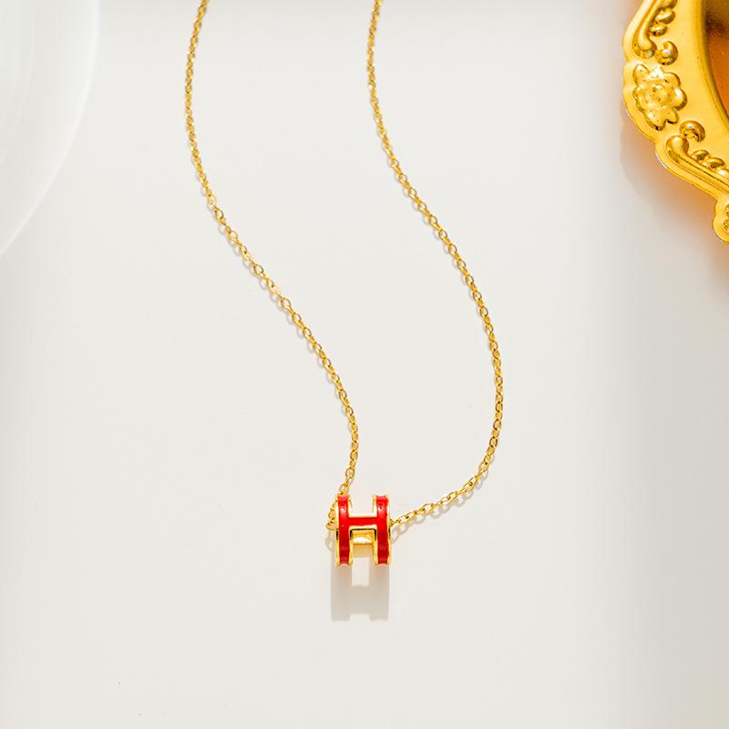 2022 Trendy Titanium Steel H Letter Necklace for Women - European and American Style, Versatile Fashion Clavicle Chain