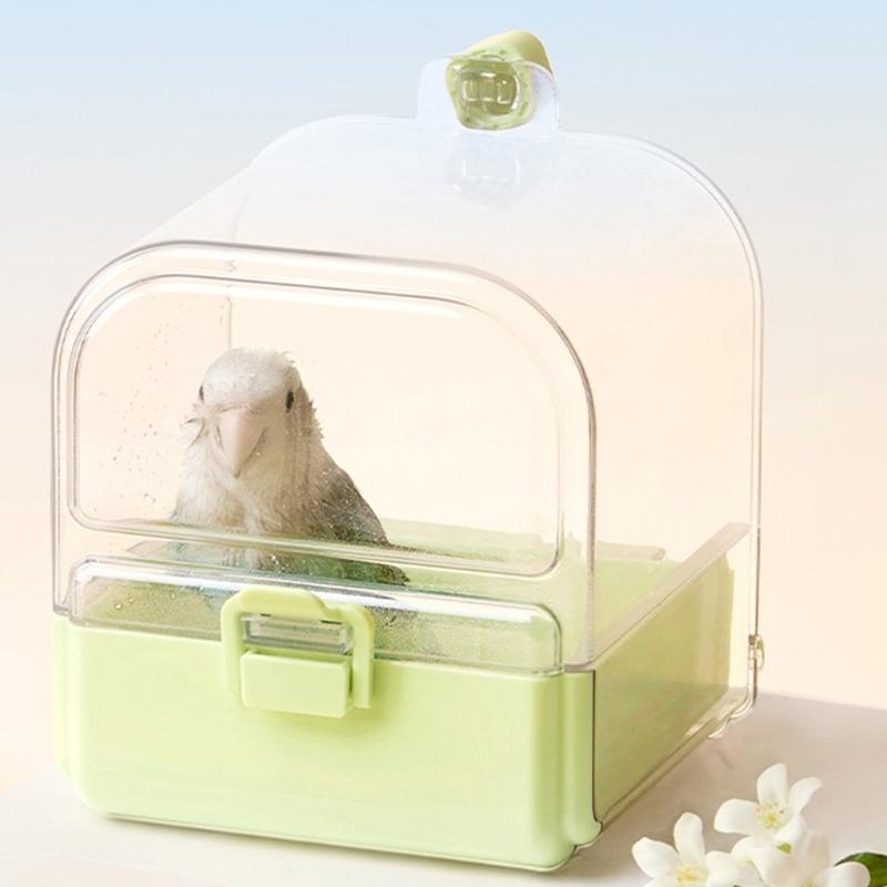 Small Bird Hanging Bath and Food Accessory for Birdcages, Cage Station for Companion Birds and Indoor Cage Use