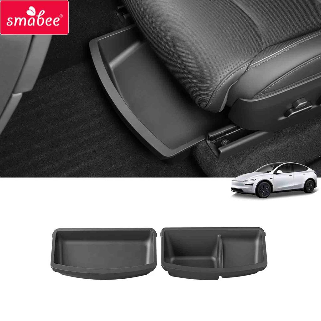 Smabee for Tesla Model Y L 2025-2027 Car First Row Under Seat Front/Rear Drawer Type TPE Storage Box Tray Organizer Accessories