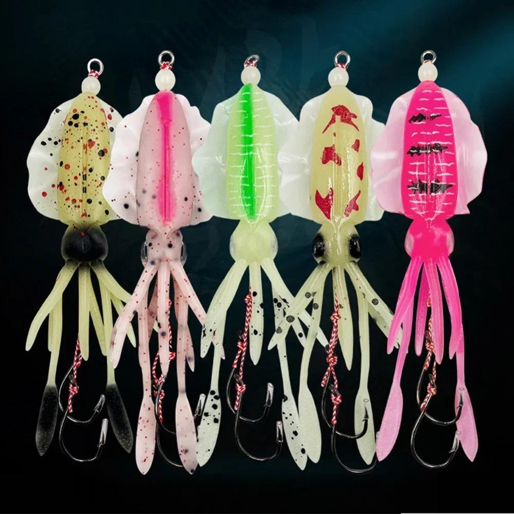 Soft Rubber Rubber Squid Skirts 10CM/15CM Double Hook Lures Octopus Fishing Lures Trolling Fishing