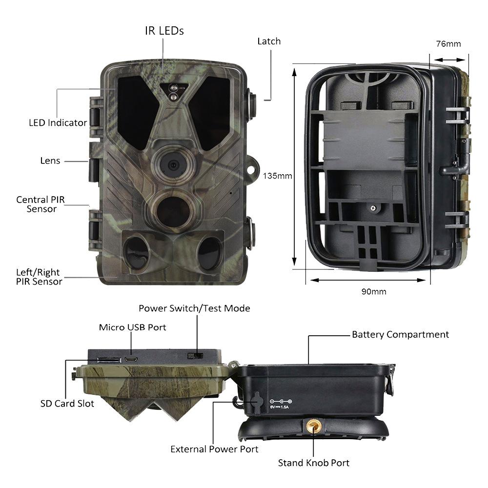 Ruller 24 MP Wildkamera, Wildkamera, Nachtsicht, bewegungsaktiviert, wasserdicht, Jagd, Wildtierüberwachung, Trap-Cam, Outdoor-Po