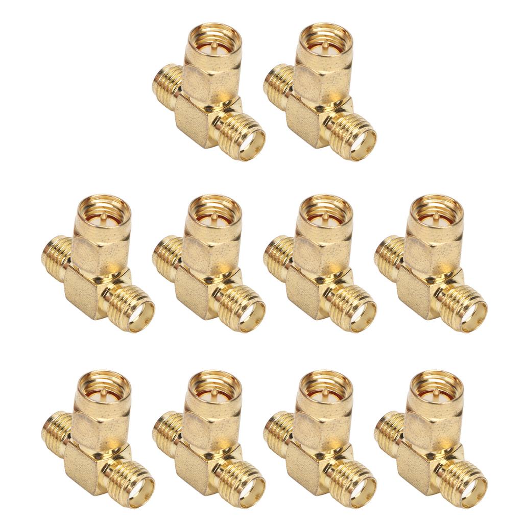 10 Pcs SMA Tee Adapter Wide Bandwidth OFC Radio Frequency Adapter SMA Coax Connector for GPS System
