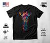 Giraffe Portrait Neon Graphic T-Shirt Black Unisex S-2XL