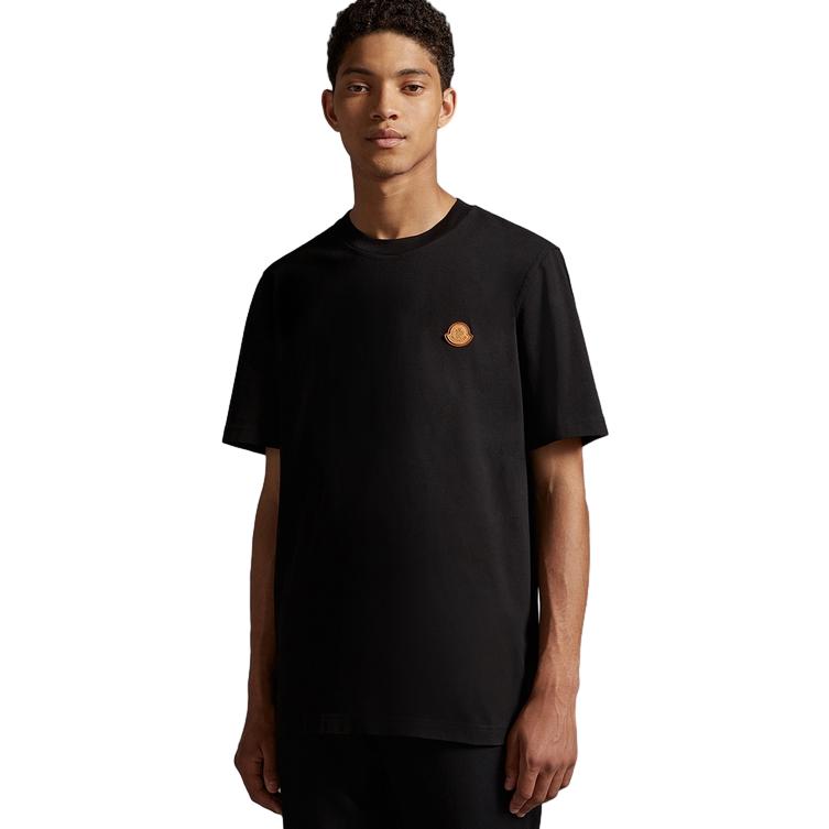Moncler Solid Logo Crew Neck Short Sleeve T-Shirt Men T-Shirts Black 120918C000518390T999