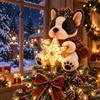 Cute Puppy Ornament Dog Christmas Tree Topper with Light Warm LED Star Plush Decoration Universal Base for Pet Lover Unique