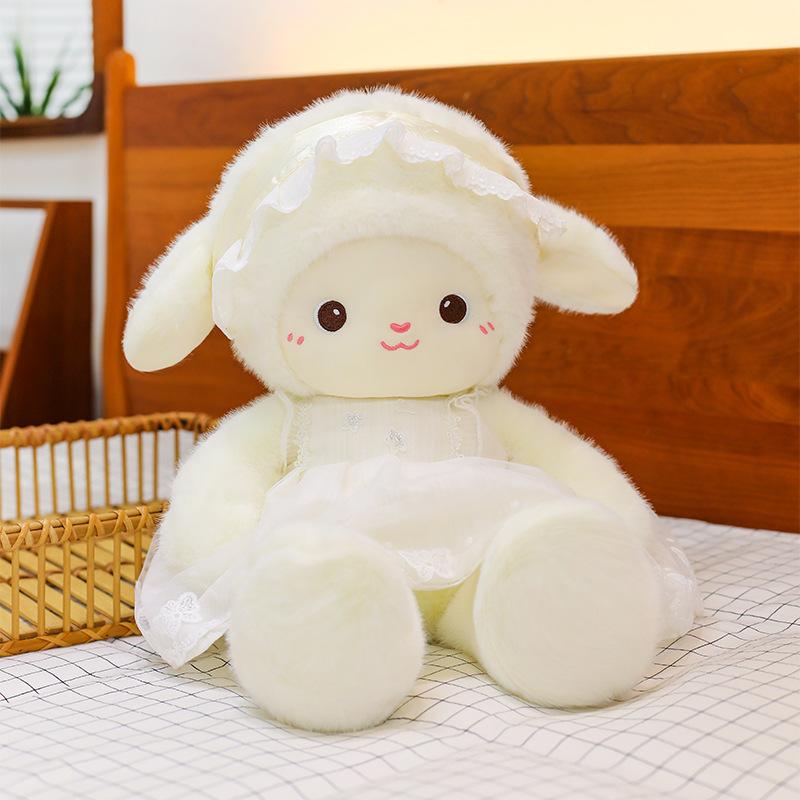New cute running milk Fu good night skirt lamb plush doll girl sleeping throw pillow children's birthday Qixi Festival