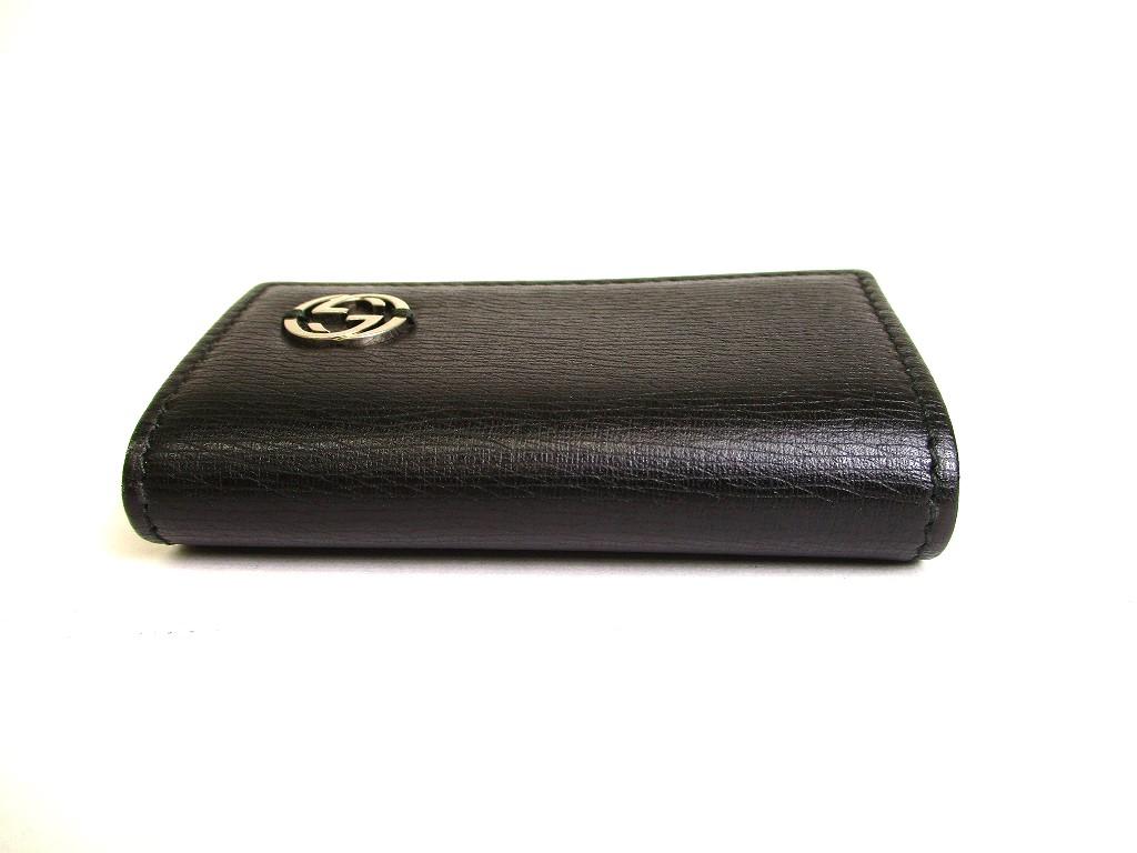 Äkta GUCCI Interlocking G Svart Läder 6 Bilder Nyckelfodral #a016 Öppen kartong