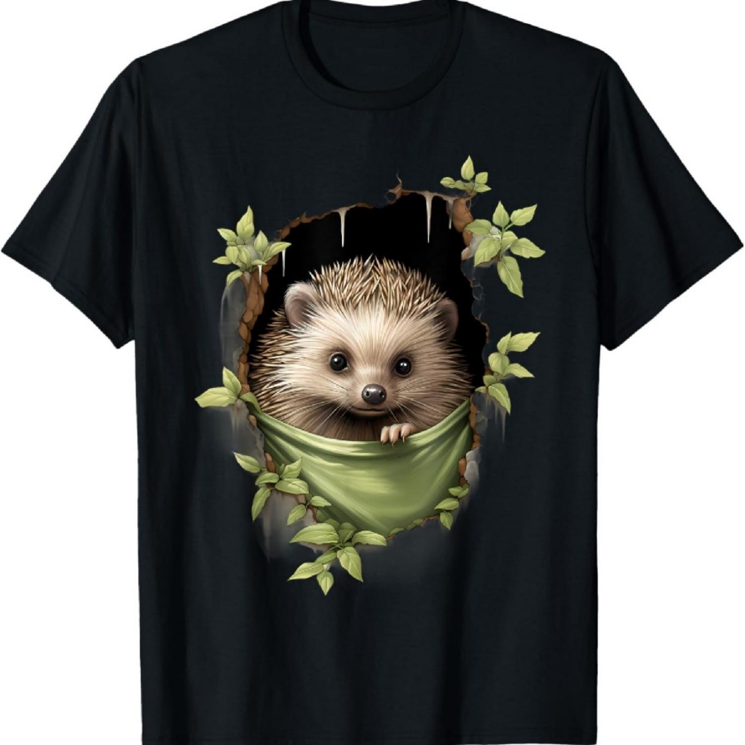 

Еж Природа Портретный Мотив Животное Искусство Лесная Дикая Природа Футболка S чёрный