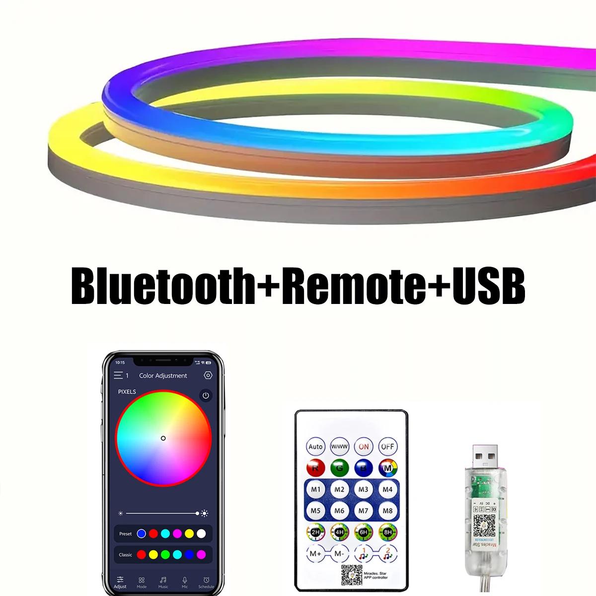 

MIMIRGB RGBIC Neon Strip Light 5V USB Power With Bluetooth App Remote Control Waterproof Flexible Ribbon Tape Neon Lights 1M 5M 1M