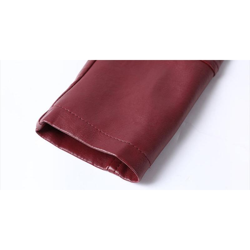 Women S Short Fleece Lined Suit Collar Leather Jacket Winter Casual Coat