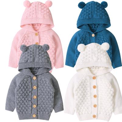 Kleinkind Kinder Baby Jungen Mädchen Kapuzenpullover Mäntel Einfarbig Langarm Gestrickte Knöpfe Warme Jacken Oberbekleidung