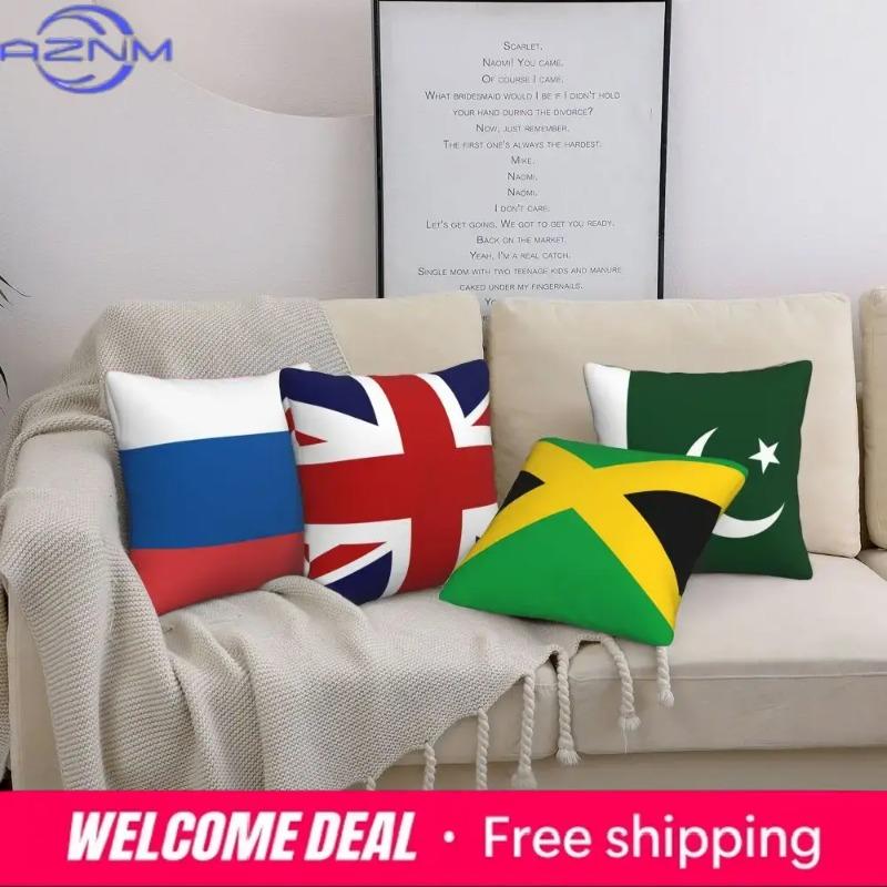 Usa Australia Flag Print Cushion Cover Super Soft Short Plush Pillow Covers 45*45 Throw Pillow Case Sofa Home Decor Pillowcase
