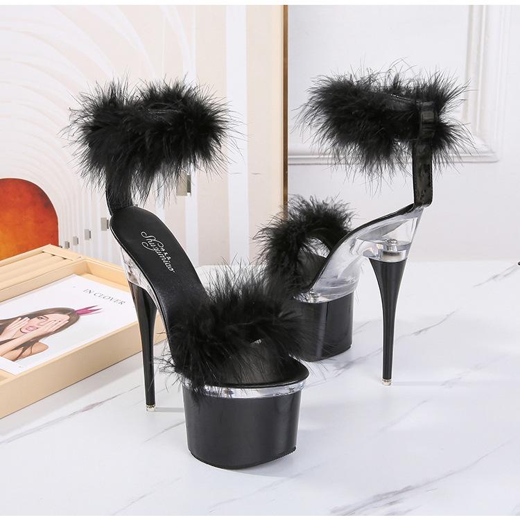 Women Sandals Transparent Super High Heel Thick Heel Summer Women's Waterproof Platform Maomao Sexy Fairy Sandals 10368 Series 17cmLFD