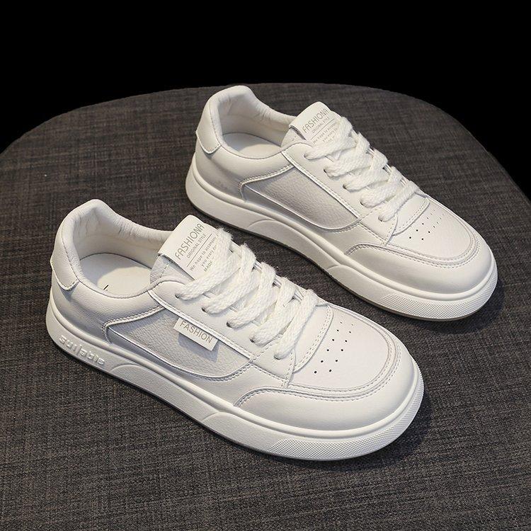 Leather little white shoes women's versatile 2025 spring new platform casual shoes women's sports shoes board shoes soft sole single shoes