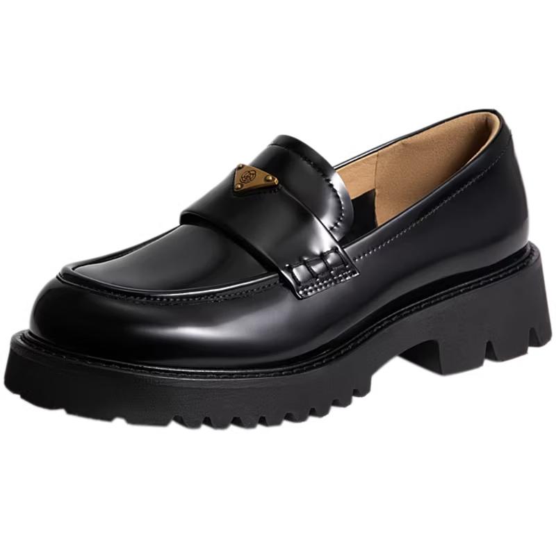 C.BANNER Women s JK Style Patent Leather Platform Loafers 38