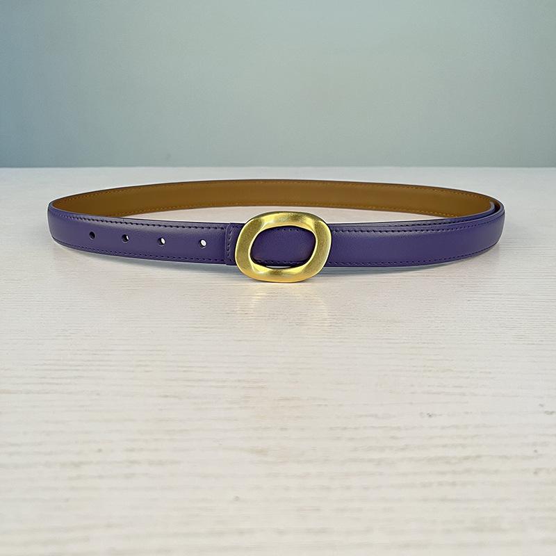 Leather Women'S Belt Simple Round Buckle Girls Belt With Jeans Casual Pants Belt Women'S