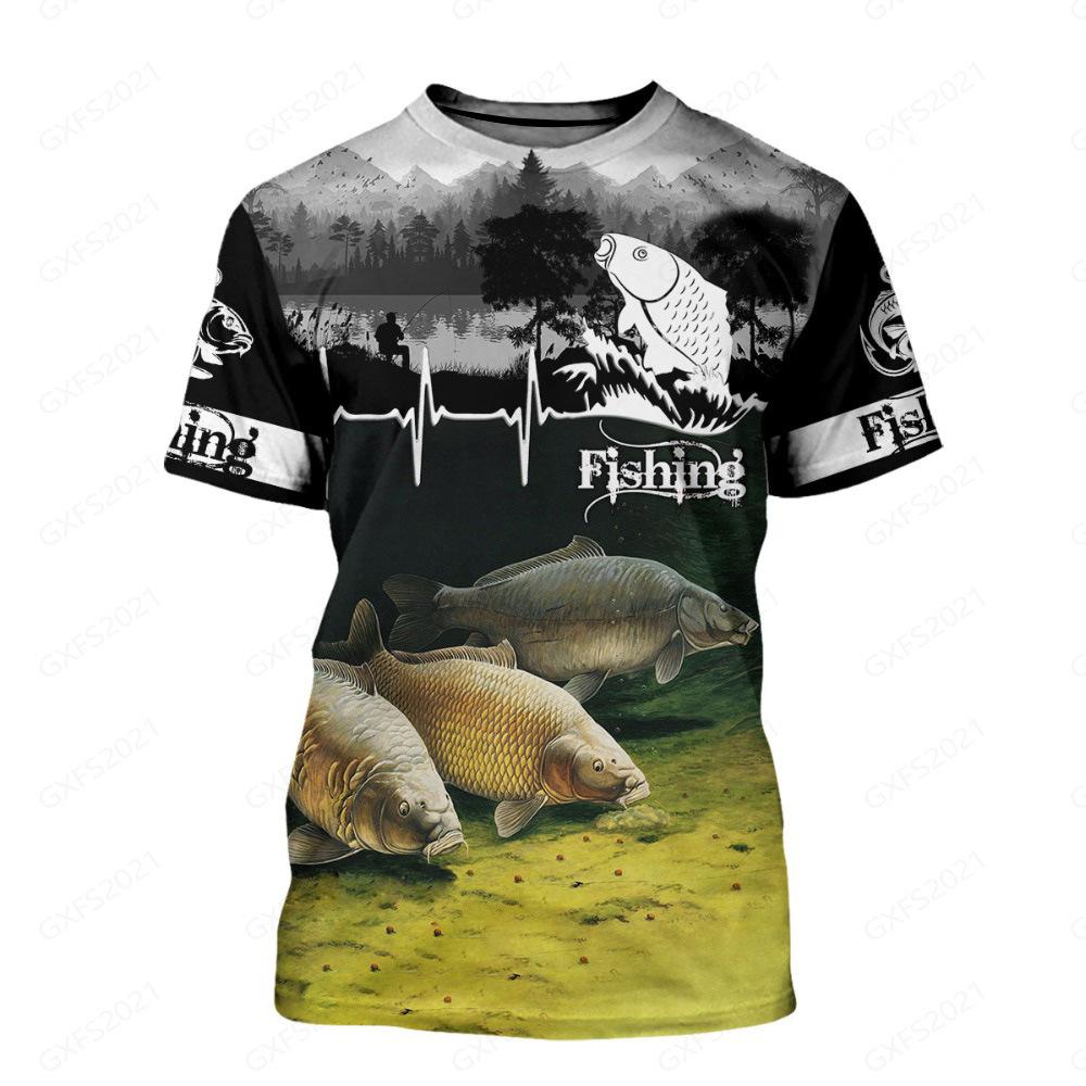 Creative Printed Pattern Short Sleeved Carp 3D Digital Printed Loose Fit Men's T-shirt