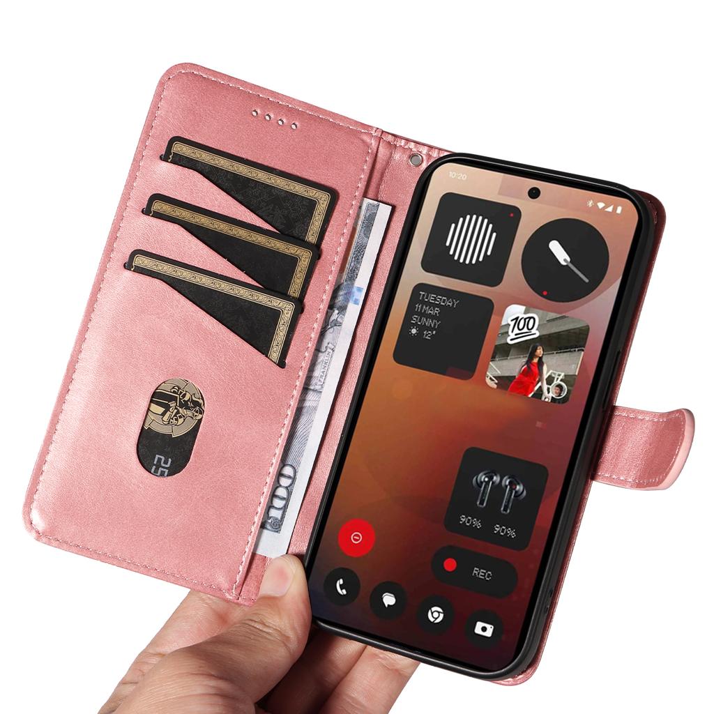 For Nothing Phone (3a) Pro Wallet Case T-Shape Lines Leather Phone Cover Stand