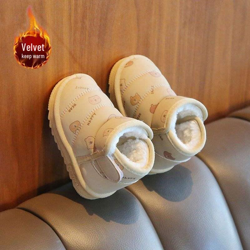 Girls' Winter Soft-Soled Cotton-Padded Boots for Toddlers, Fleece-Lined Baby Snow Boots, Ages 0-3 Years