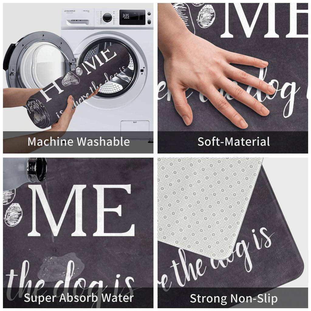 Home Is Where The Dog Is Doormat Non-Slip Entrance Kitchen Bathroom Door Floor Mats Garden Carpet Rug