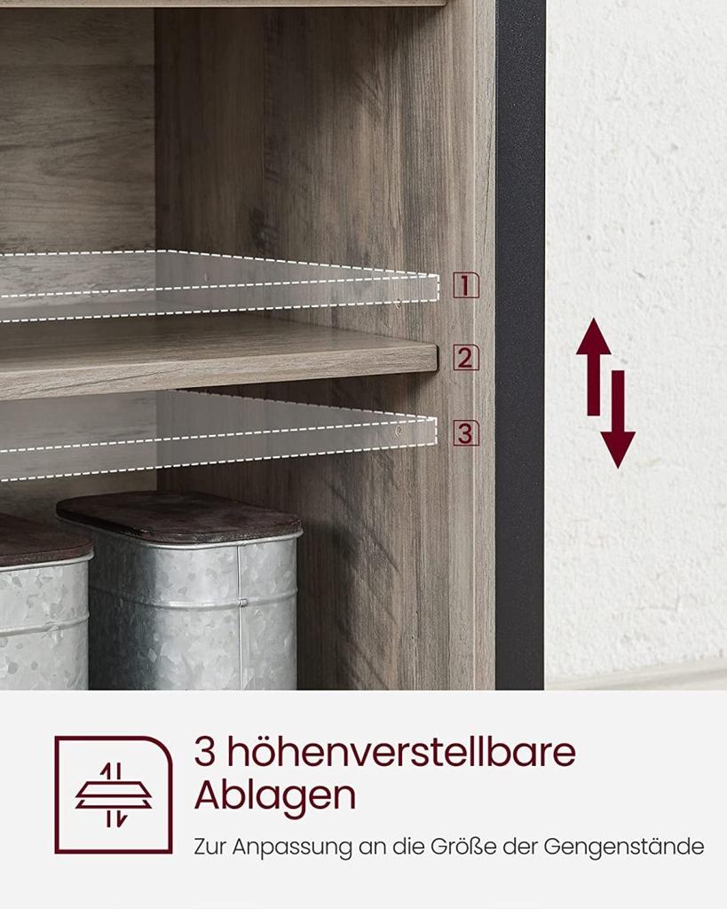 Sideboard, Kitchen Cabinet, Storage Cabinet With 2 Sliding Doors, 33 X 100 X 80 Cm, Adjustable Shelves, Country Style,