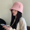Korean Version of Autumn and Winter New Hat for Women with High End Metal Plush Fisherman Hat Solid Color Versatile Winter Thermal Basin Hat